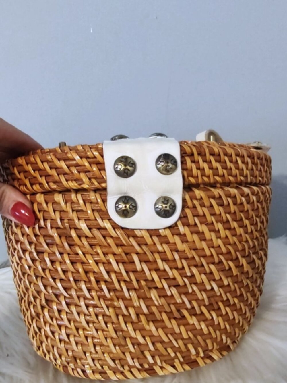 Patricia Nash Caselle rattan wicker basket bag turn lock EUC - Picture 6 of 12